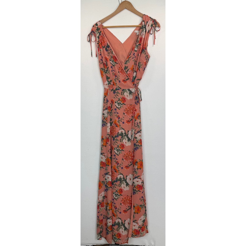 Eva Mendes New York & Company Floral Wrap Maxi Dress Sleeveless Romantic Sz S